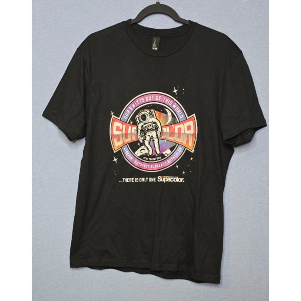 District DT6000 "Supacolor‎ Astronaut" Graphic Tee Black Large Heat-Transfer